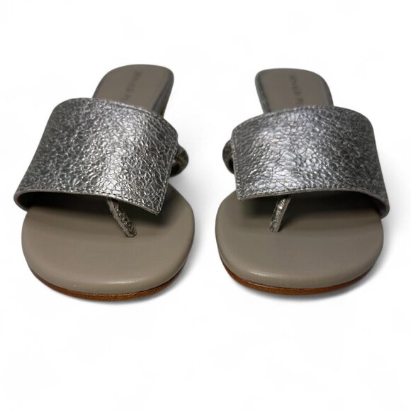 DONALD PLINER Vimm Pebbled Slip-on Mid Heel, Metallic Light Taupe, Sz 7, NEW - Picture 3 of 12